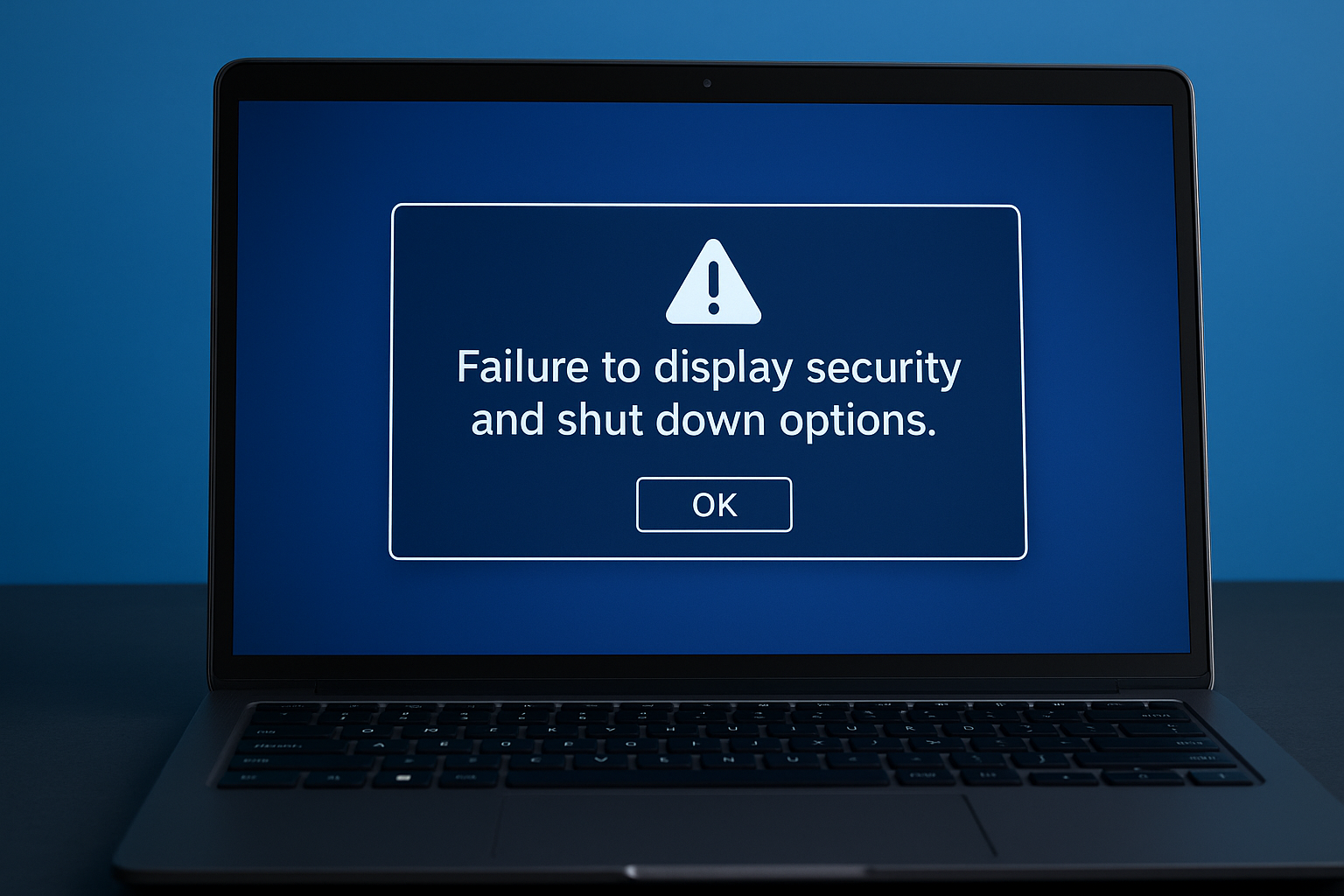 failure to display security and shut down options